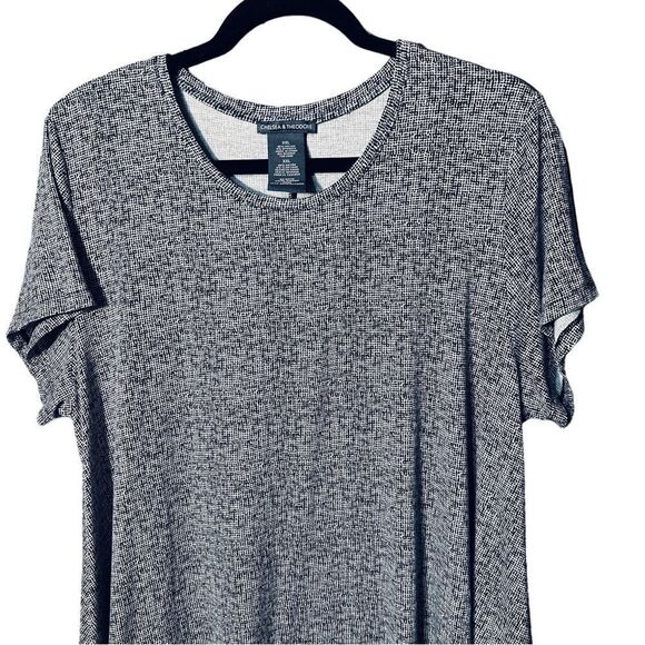 Chelsea & Theadore Black & White Stretchy Round Neckline, Short Sleeves Sz XXL - Picture 3 of 8